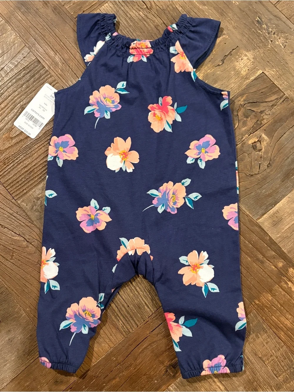 Carter's Baby Girl NWT Navy Blue Floral Jumpsuit Romper 3M